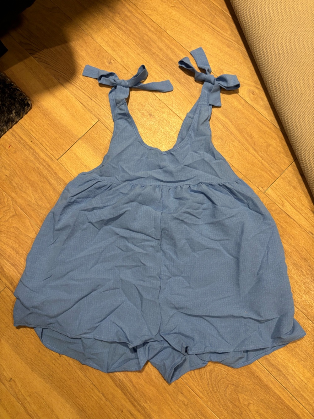 SHEIN Blue Tie-Shoulder Girls Romper